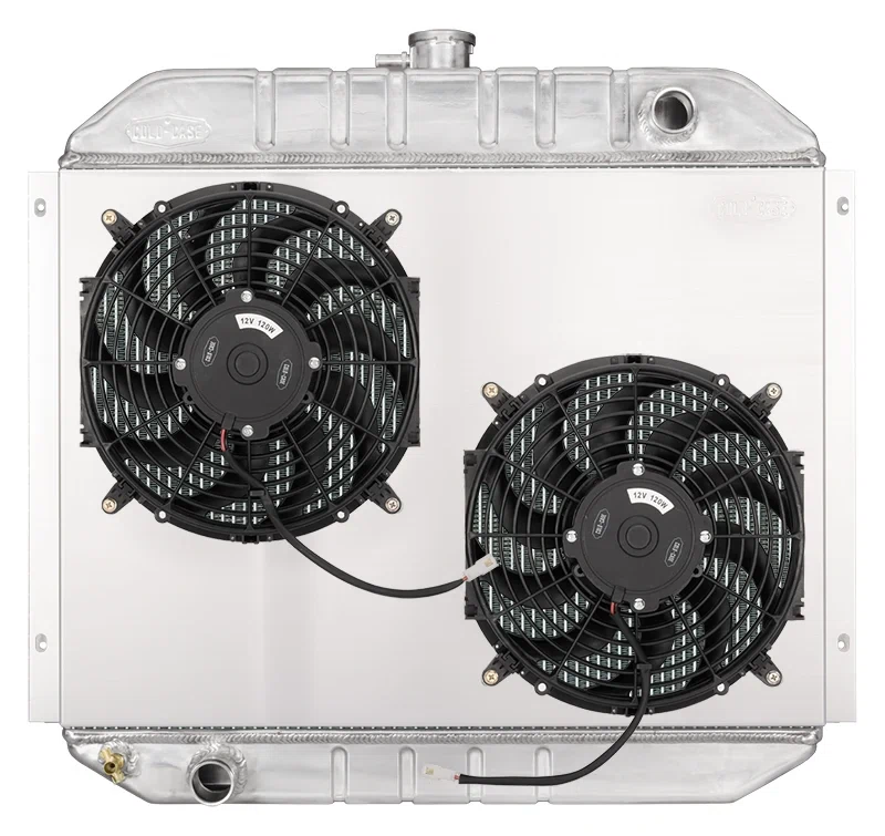 66-79 Ford Bronco Coyote Swap Aluminun Radiator and Dual 12 Inch Fan Kit